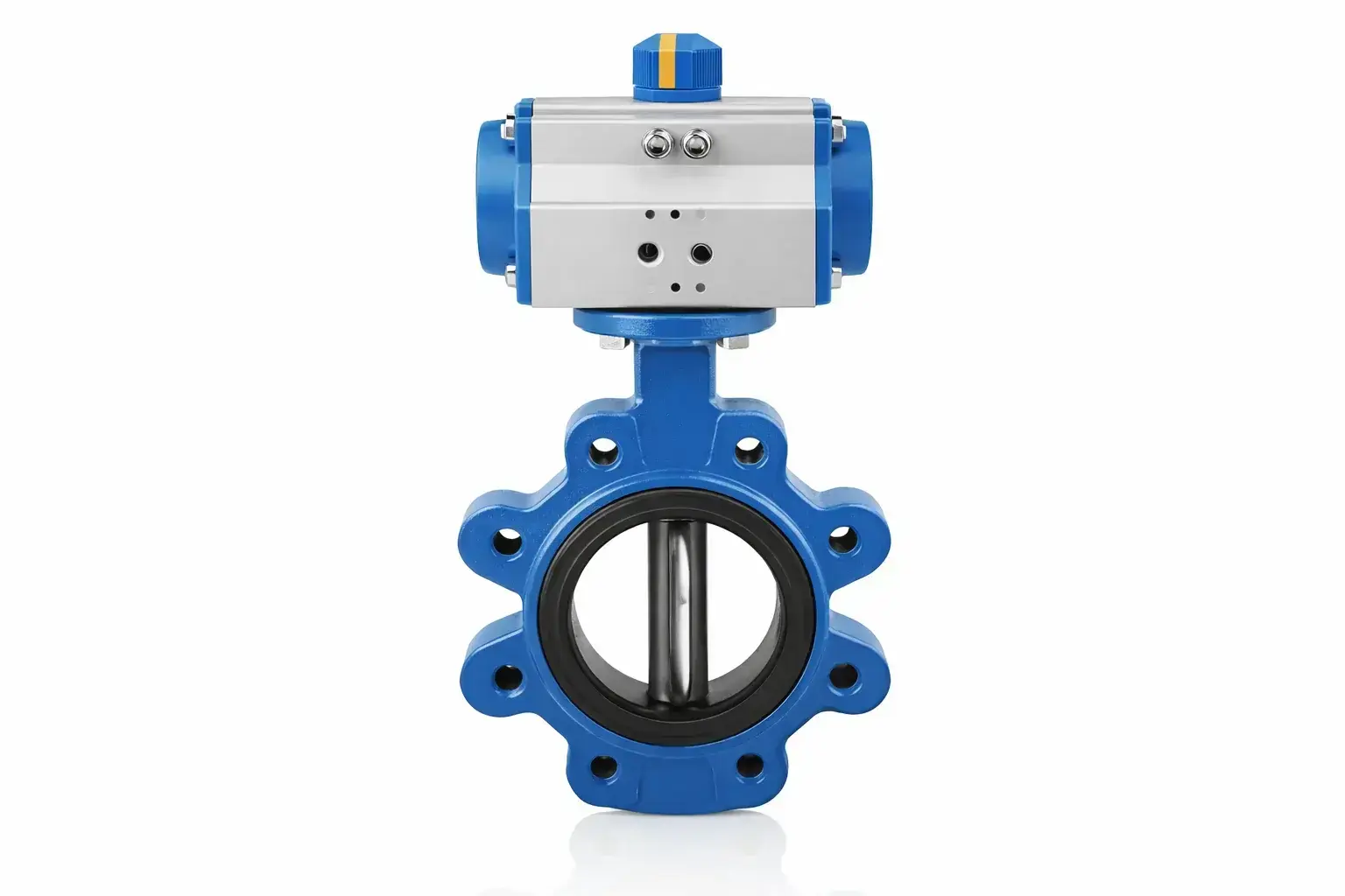 Lug kelebek vana AISI 316 klapeli viton contalı DN40 1 1/2″ Çift etkili pnömatik aktüatörlü