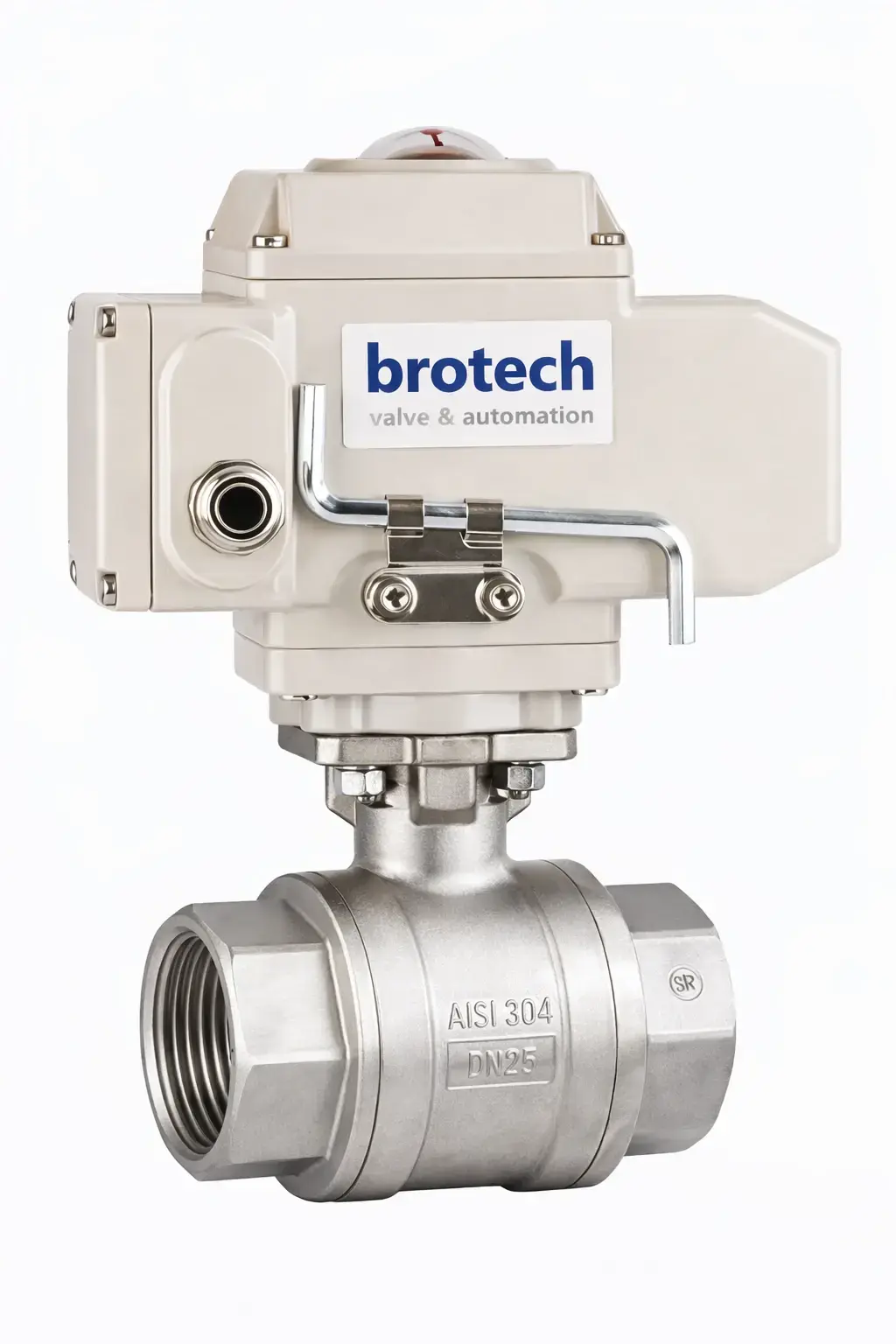 DN 20 3/4″ tepe flanşlı 2 parçalı paslanmaz dişli küresel vana 220V AC on off elektrikli AISI 304