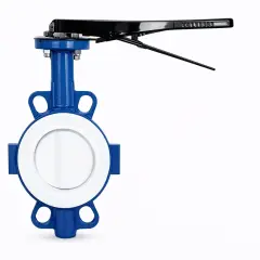 Wafer kelebek vana teflon klapeli saf teflon contalı DN65 2 1/2″ Kollu