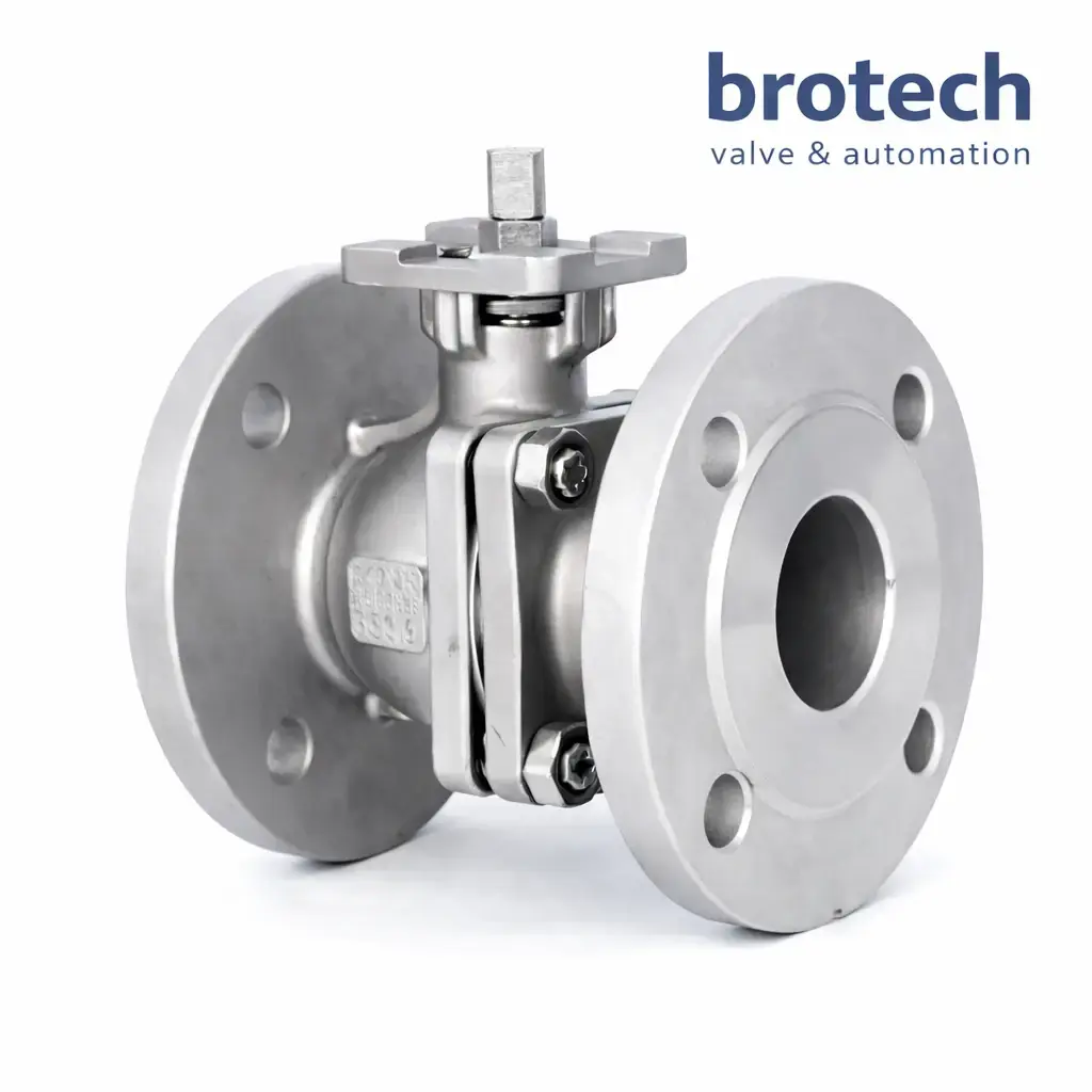 DN 40 1 tepe flanşlı 2 parçalı paslanmaz flanşlı küresel vana mil çıkışlı AISI 304