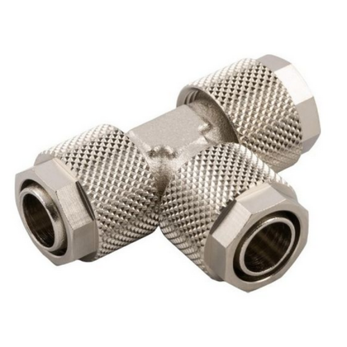 Pnömatik Somun Sıkmalı Metal Tee Bağlantı D 12/10 mm