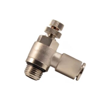 Pnömatik Metal Dirsek Tip Hız Ayar Bağlantı D 4 mm R 1/8″