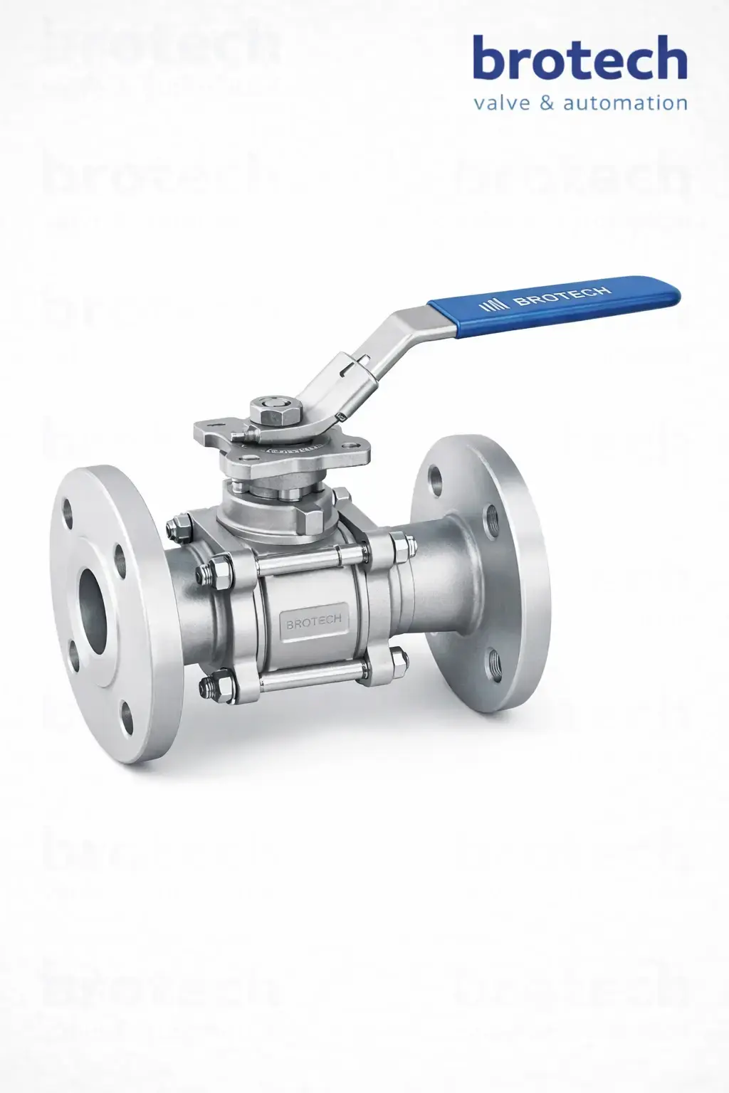 DN 32 1 1/4″ tepe flanşlı 3 parçalı paslanmaz flanşlı küresel vana kollu AISI 316