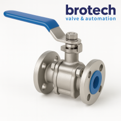 Brotech AISI 316 Kalite Paslanmaz Flanşlı Küresel Vana DN 40 (1 1/2”) – 2 Parçalı Tepe Flanşlı – Kollu