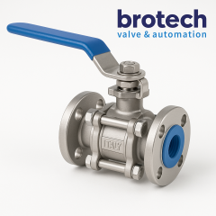 Brotech AISI 304 Paslanmaz Dişli Küresel Vana DN 50 (2”) Kollu (3 Parçalı)