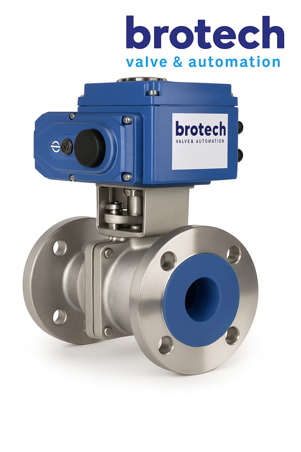 Brotech AISI 304 Paslanmaz Dişli Küresel Vana DN 80 Elektrikli Aktüatör 220V (3 Parçalı)