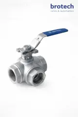 DN 32 1 1/4″ L ve T port 3 yollu paslanmaz dişli küresel vana kollu AISI 316