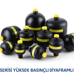 HACD serisi yüksek basınçlı diyaframlı akü 1.4 lt 330 bar 1/2″ hidrolik giriş M28x1.5 gaz valfi