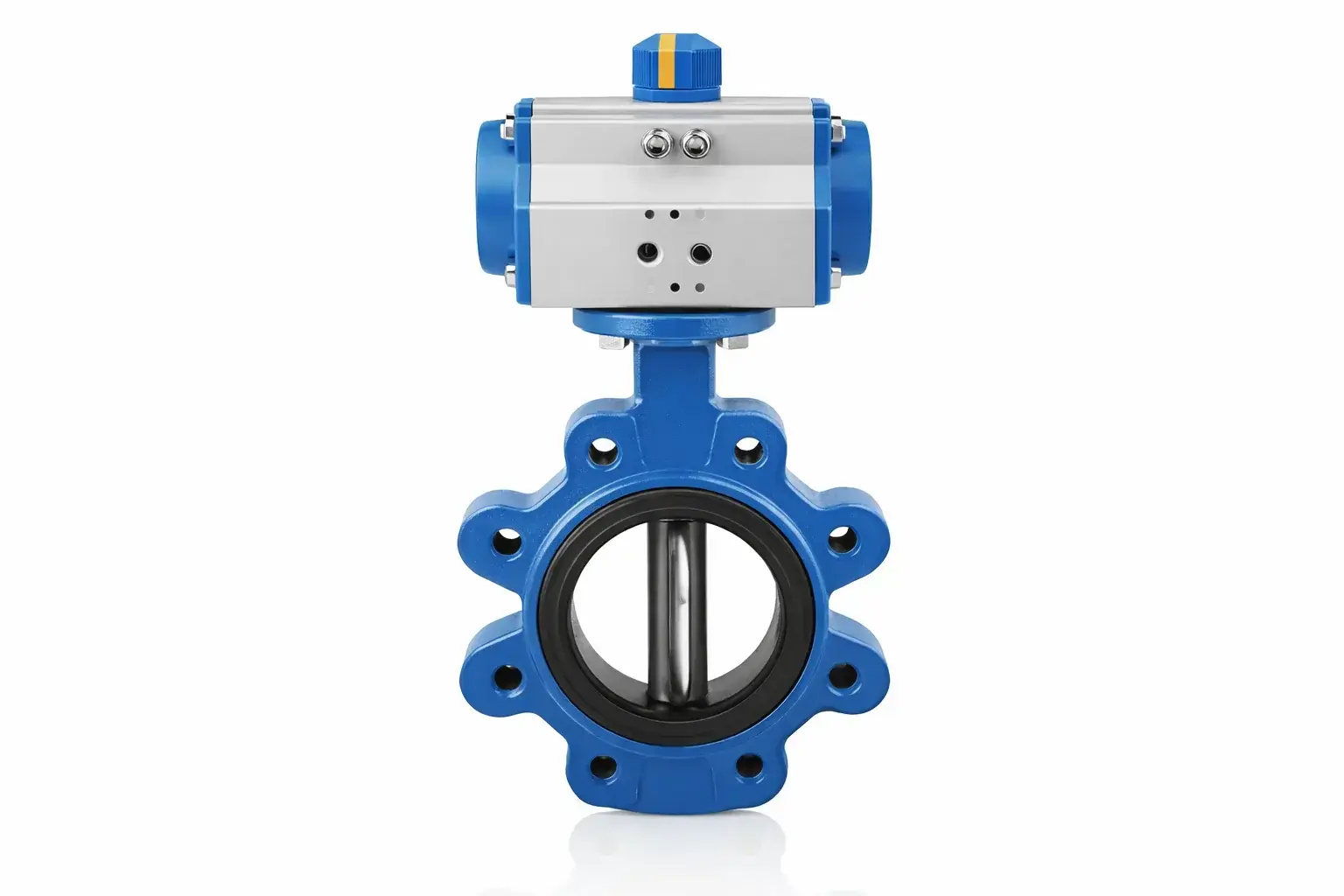 Lug kelebek vana AISI 304 klapeli viton contalı DN300 12″ Çift etkili pnömatik aktüatörlü