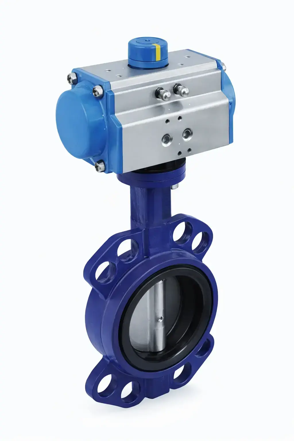 Wafer kelebek vana AISI 304 klapeli NBR contalı DN150 6″ Çift etkili pnömatik aktüatörlü