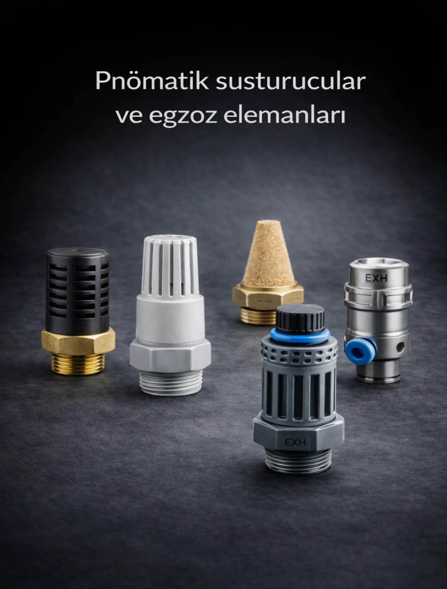 Pnömatik susturucular ve egzoz elemanları